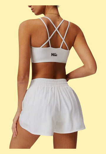 White Sports Bra with Strappy back