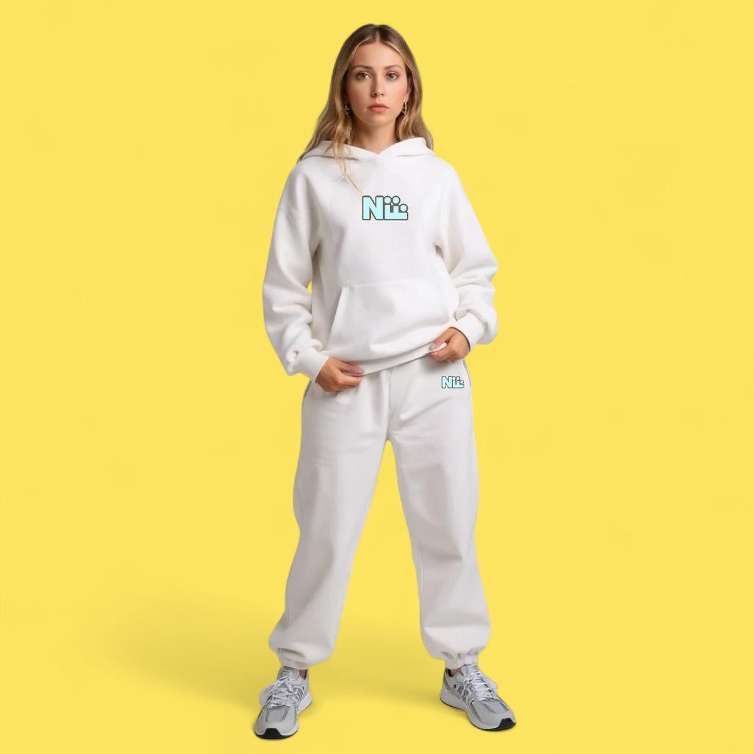 Nevafold Hoodie (White with coloured print)
